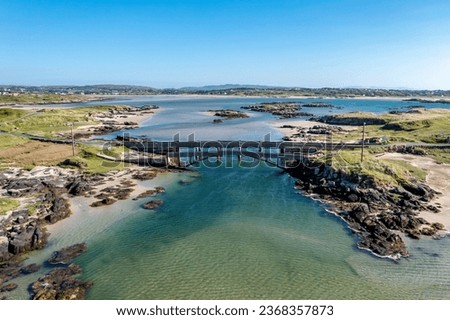 Aerial view of the bridge over the Atlantic to Cruit Island, County Donegal, Ireland
