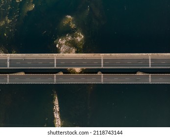 Aerial view of a bridge over a river