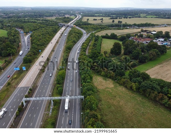 Aerial View British Motorways Illuminated Roads Stock Photo 2199961665 ...