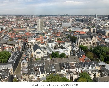 Aerial View Of The Brussels City Skyline In Belgium.