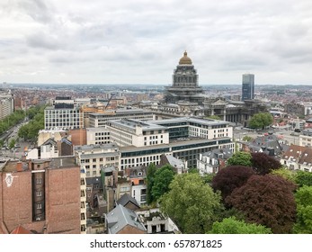 Aerial View Of The Brussels City Skyline In Belgium.