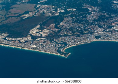 Aerial View Of Buddina And Minyama Suburbs Of Sunshine Coast. Australia