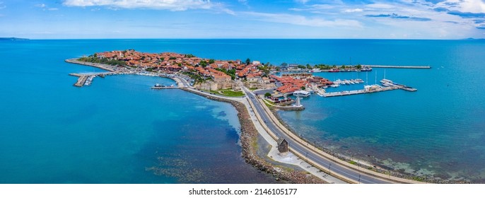 Aerial view of the Bulgarian town Nessebar
