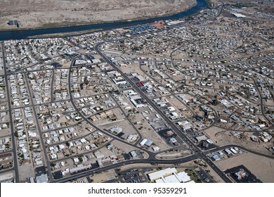 Aerial view of Bullhead City, Arizona and the Colorado River