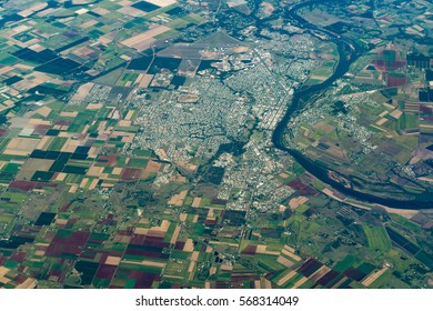 Aerial view of Bundaberg and Burnett river, Australia