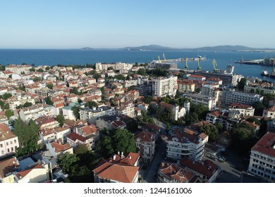 Aerial view of Burgas city and seaport