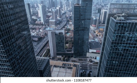 Aerial View Of Business Area And Cityscape In Jingan District, Shanghai