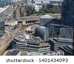 aerial view of business buildings at Issy-les-Moulineaux close to Paris