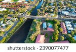 Aerial view of Busselton at sunset, Western Australia.