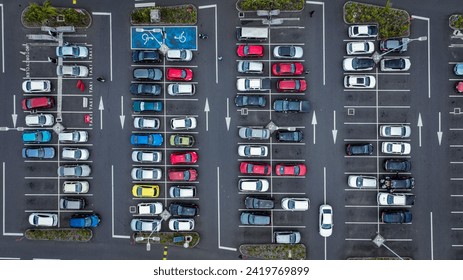 Aerial View of a Busy Parking Lot - Powered by Shutterstock