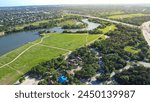 Aerial view busy W Parmer Ln and Brushy Creek Rd intersection, South of Brookside neighborhood, master-planned community 20 miles north of downtown Austin in Cedar Park, Williamson county, Texas. USA