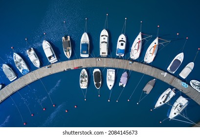Aerial View by Drone of Yacht Club and Marina. Top view of yacht club. - Shutterstock ID 2084145673