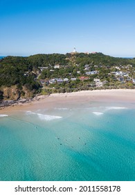 An aerial view of Byron Bay and Wategos Beach