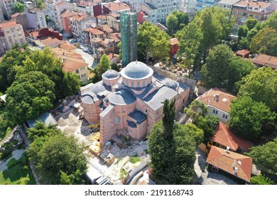 Aerial view of Byzantine Church, named "Chora" in Istanbul, Turkey.  - Shutterstock ID 2191168743