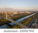 aerial view of the cable-stayed bridge in Teresina Piauí