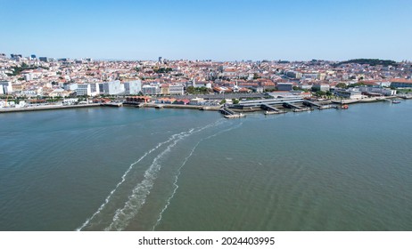 Aerial View From Cais Do Sodré, With Lisbon  Cityscape 