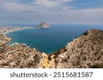 Aerial view of Calp, Alicante, Spain. Costa Blanca Mediterranean coast.