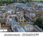 Aerial view of Cambridge, UK, highlighting Great St Mary