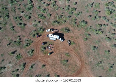 Aerial view of camper and campsite - Shutterstock ID 1659012883