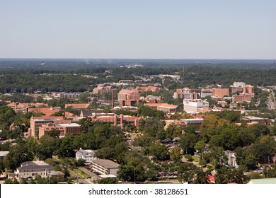 An aerial view of the campus of Florida State University looking west as seen from the 22nd floor of the Florida State Capital Building in Tallahassee.