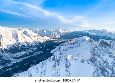 Aerial View Of The Canadian Rockies Mountains In The Banff National Park, Canada