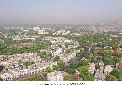 Aerial View Of Cannaught Place, It Is One Of The Central Business Districts In New Delhi, India