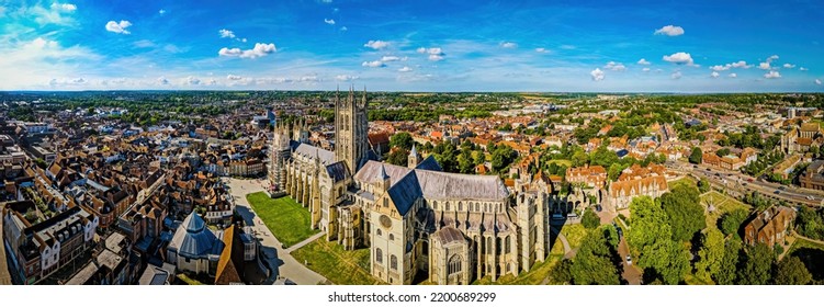 Aerial View Of Canterbuty, Cathedral City In Southeast England, Was A Pilgrimage Site In The Middle Age, England, UK