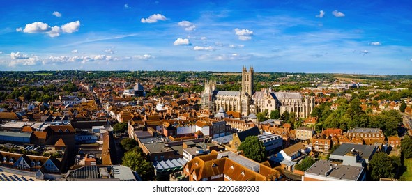 Aerial View Of Canterbuty, Cathedral City In Southeast England, Was A Pilgrimage Site In The Middle Age, England, UK