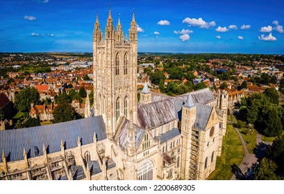 Aerial View Of Canterbuty, Cathedral City In Southeast England, Was A Pilgrimage Site In The Middle Age, England, UK