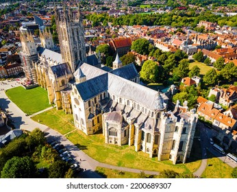 Aerial View Of Canterbuty, Cathedral City In Southeast England, Was A Pilgrimage Site In The Middle Age, England, UK