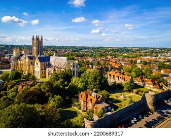 Aerial View Of Canterbuty, Cathedral City In Southeast England, Was A Pilgrimage Site In The Middle Age, England, UK