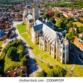 Aerial View Of Canterbuty, Cathedral City In Southeast England, Was A Pilgrimage Site In The Middle Age, England, UK