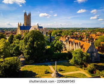 Aerial View Of Canterbuty, Cathedral City In Southeast England, Was A Pilgrimage Site In The Middle Age, England, UK