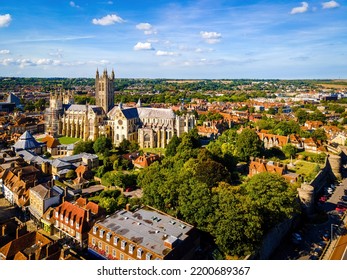 Aerial View Of Canterbuty, Cathedral City In Southeast England, Was A Pilgrimage Site In The Middle Age, England, UK