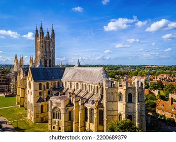 Aerial View Of Canterbuty, Cathedral City In Southeast England, Was A Pilgrimage Site In The Middle Age, England, UK