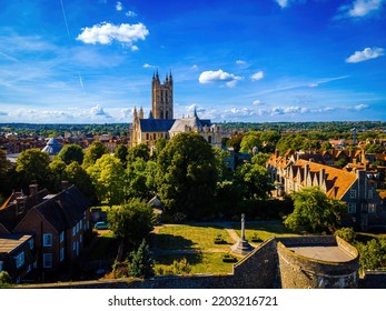 Aerial View Of Canterbuty, Cathedral City In Southeast England, Was A Pilgrimage Site In The Middle Age, England, UK