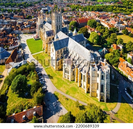 Aerial view of Canterbuty, cathedral city in southeast England, was a pilgrimage site in the Middle Age, England, UK