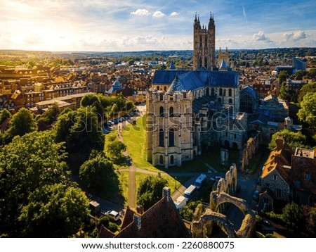 Aerial view of Canterbuty, cathedral city in southeast England, was a pilgrimage site in the Middle Age, England, UK