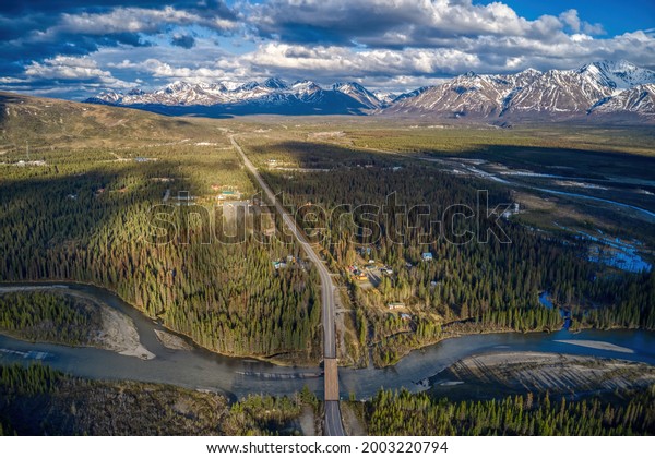 Aerial View of\
Cantwell, Alaska during\
Summer