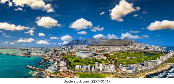 aerial view of Cape Town city in Western Cape province in South Africa , international iconic destination - Shutterstock ID 2257431417