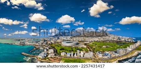 aerial view of Cape Town city in Western Cape province in South Africa , international iconic destination