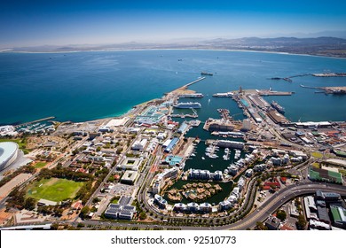 Aerial View Of Cape Town Harbor And V&a Waterfront