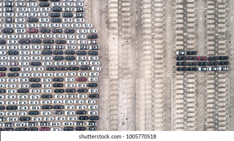 Aerial View Of Car Parking Top View