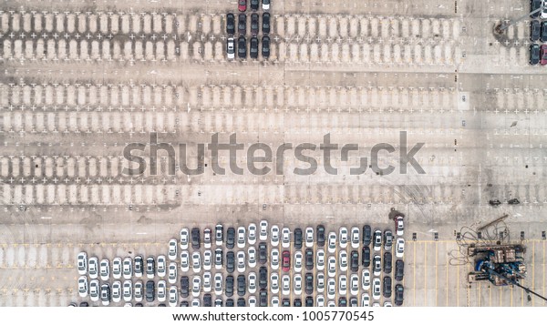 Aerial view of car parking\
top view