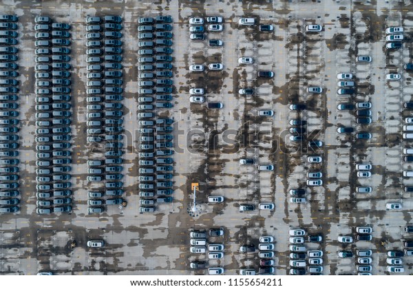 Aerial view of car parking\
top view