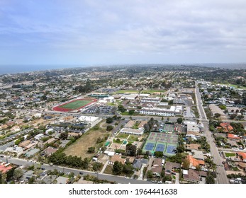 Aerial view of Cardiff town, community in the incorporated city of Encinitas in San Diego County, California. USA
