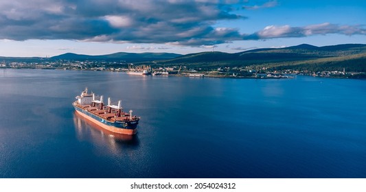 Aerial view of cargo ship in sea - Shutterstock ID 2054024312