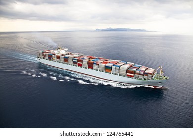 Aerial View Of A Cargo Vessel