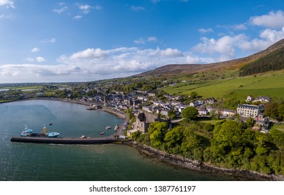 Aerial View Of Carlingford Harbour, Carlingford Is A Coastal Town And Civil Parish In Northern County Louth, Ireland.