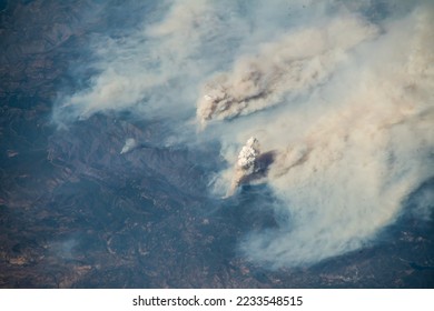 Aerial view of Carr and Ferguson Fire in Northern California. Digitally enhanced. Elements of this image furnished by NASA. - Powered by Shutterstock